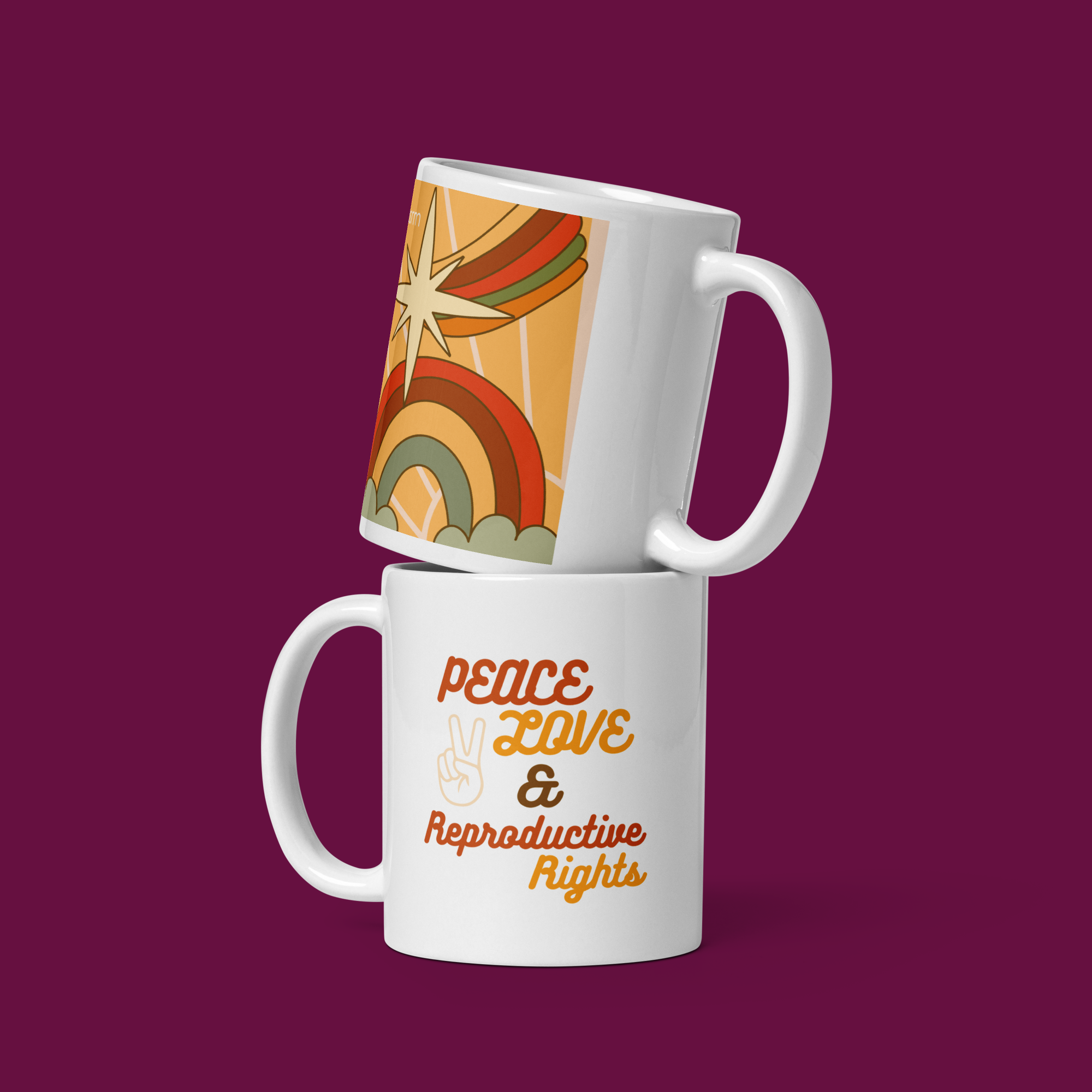 Peace. Love. and Reproductive Rights White Glossy Mug