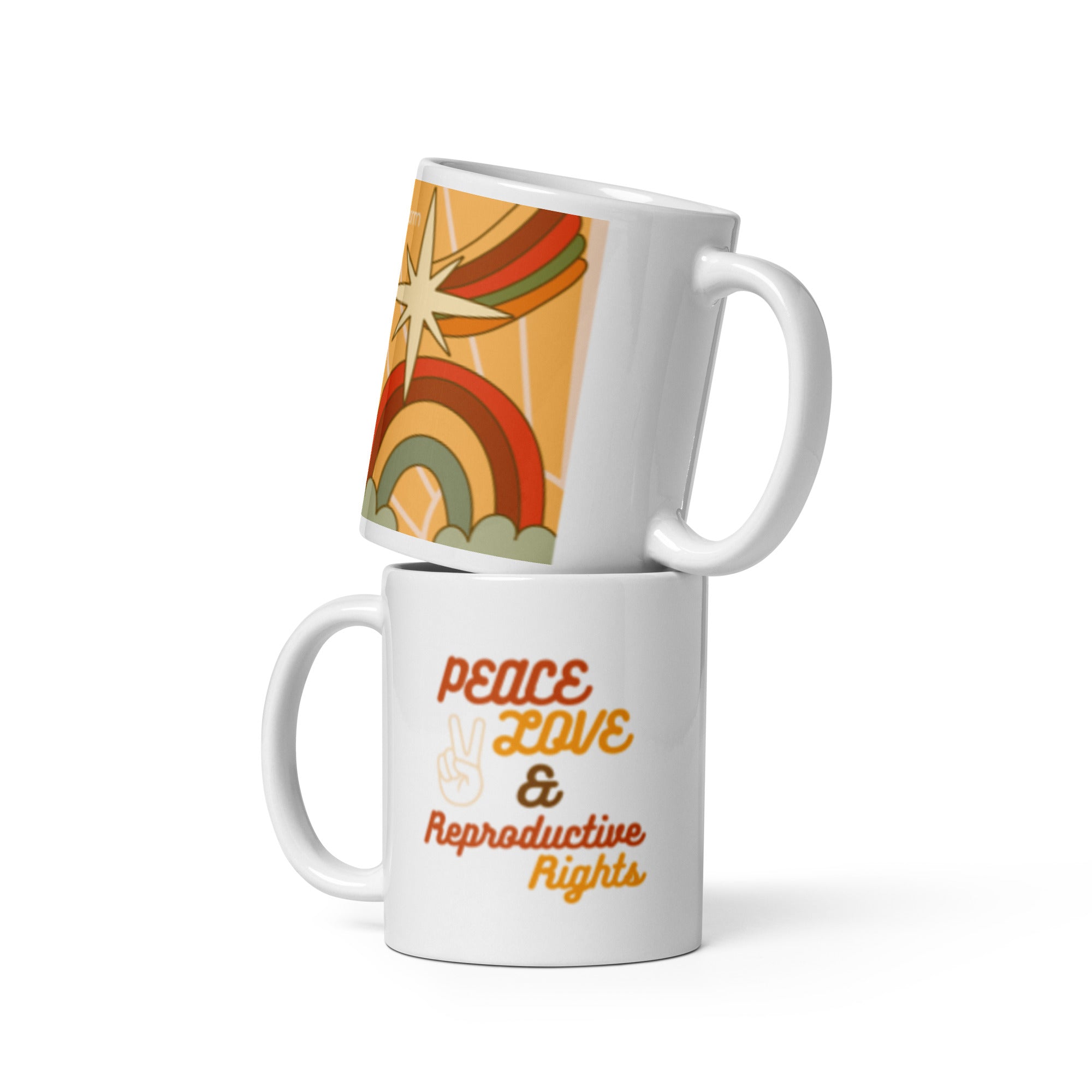 Peace. Love. and Reproductive Rights White Glossy Mug