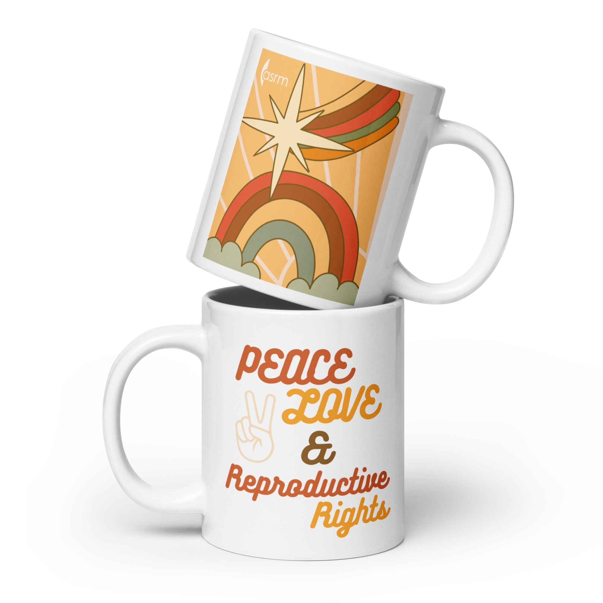 Peace. Love. and Reproductive Rights White Glossy Mug
